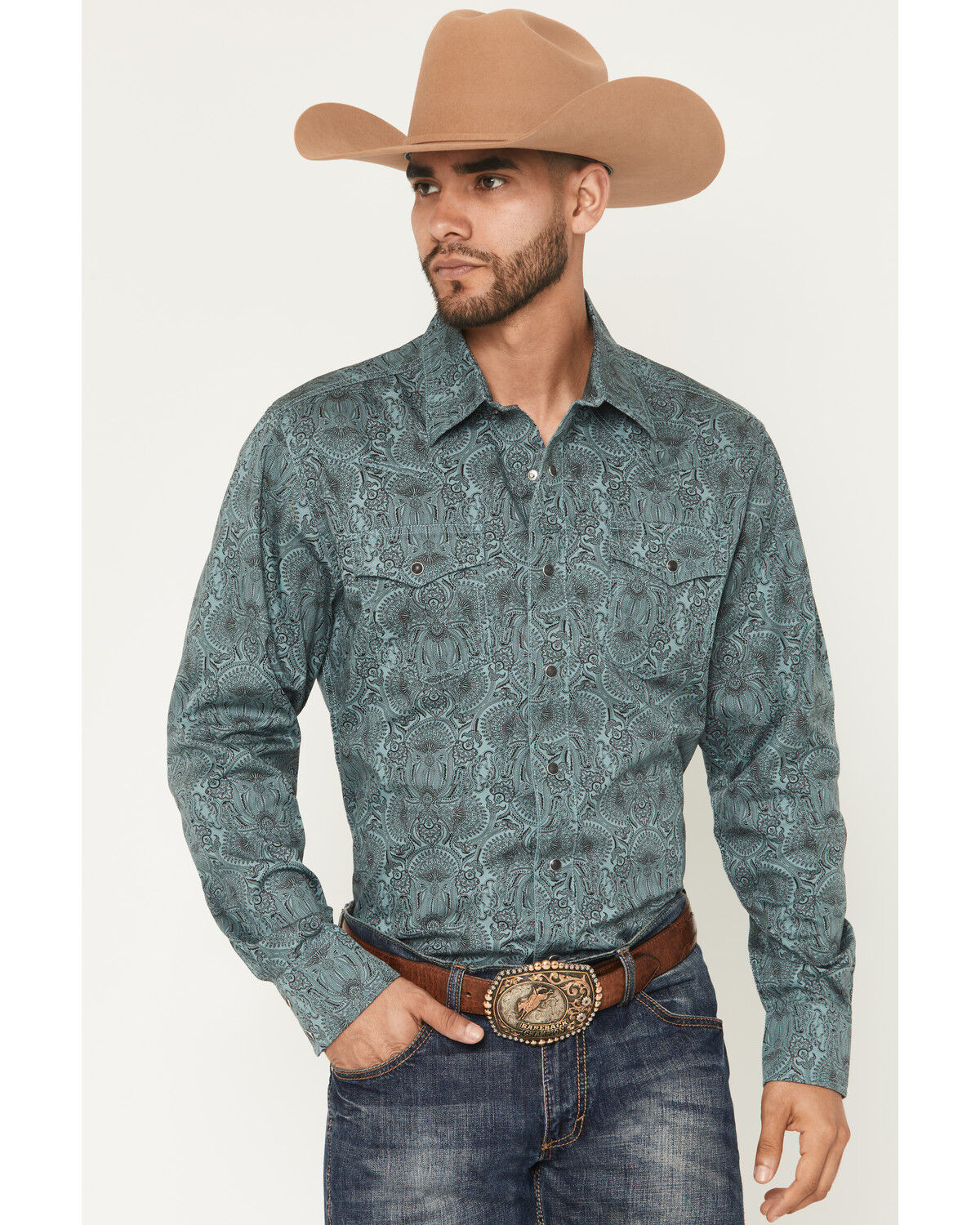 Wrangler Retro Men's Paisley Print Long Sleeve Snap Western Shirt