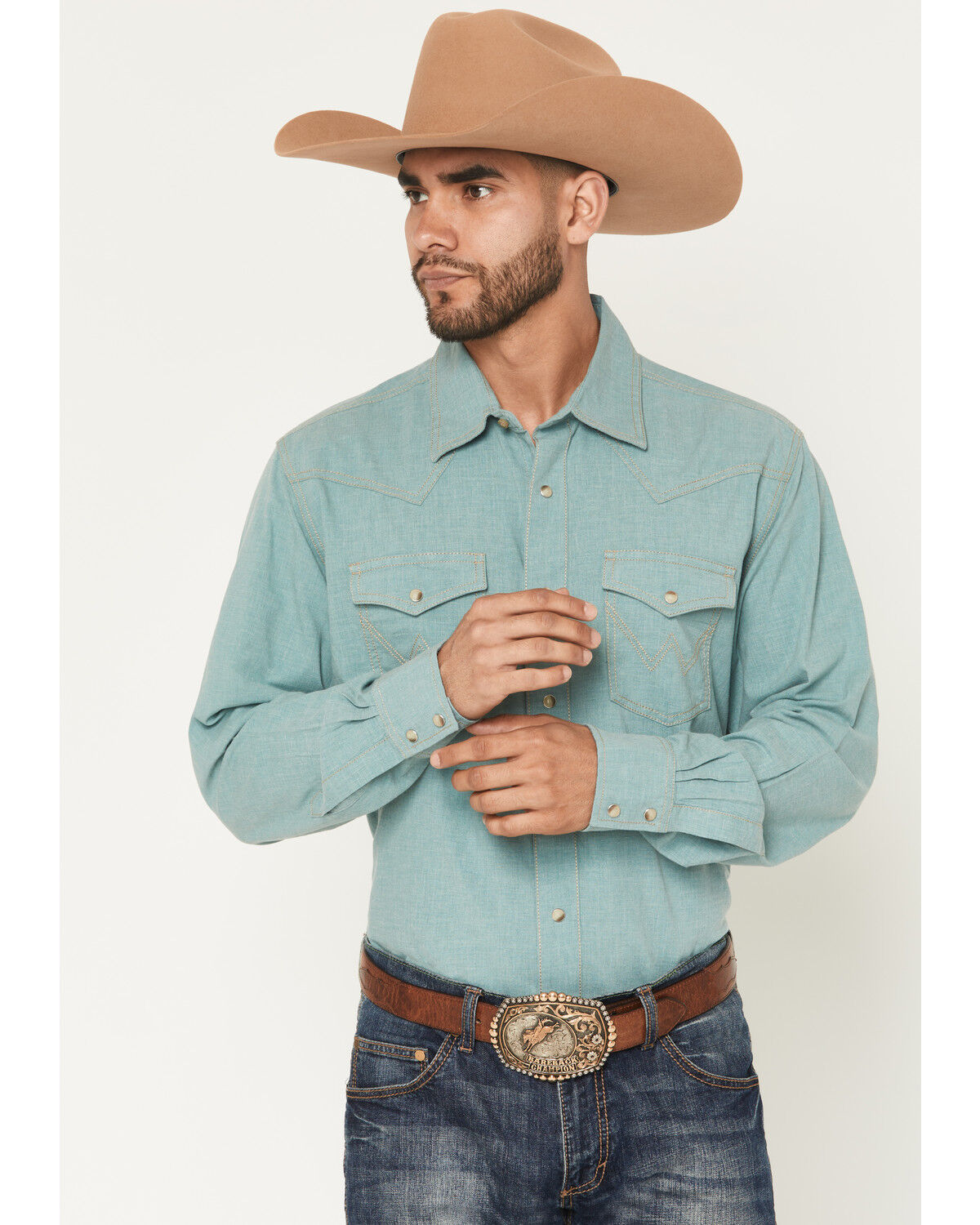 Wrangler Retro Men's Solid Long Sleeve Snap Western Shirt