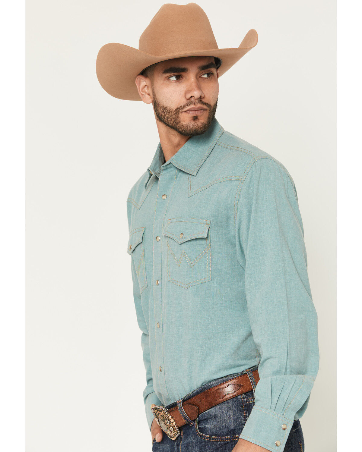 Wrangler Retro Men's Solid Long Sleeve Snap Western Shirt
