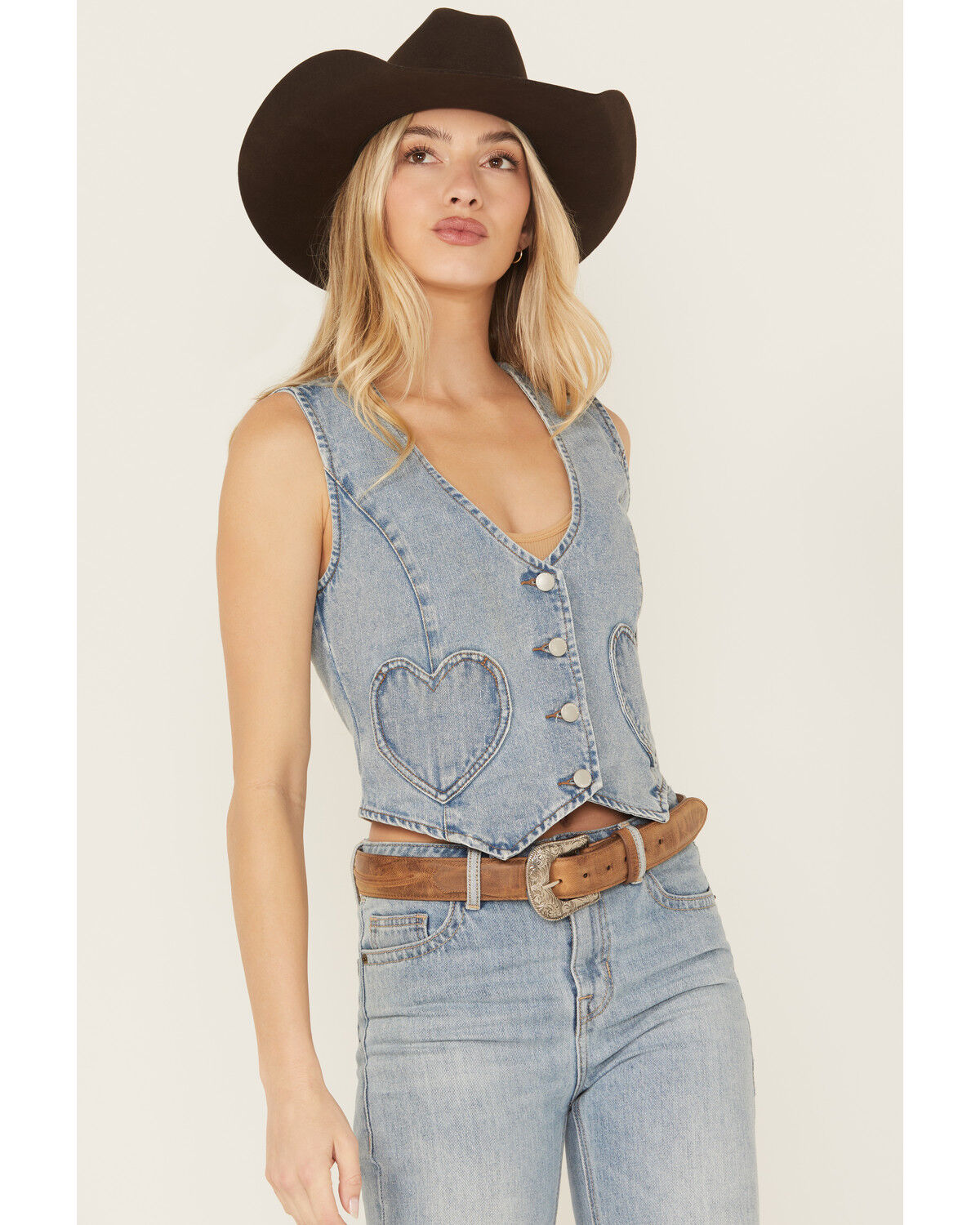 26 International Women's Heart Pocket Denim Vest