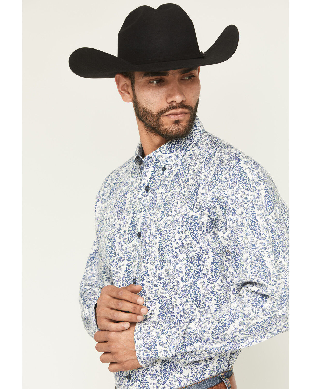 Cody James Men's Dagget 2.0 Paisley Print Long Sleeve Button-Down Stretch Western Shirt