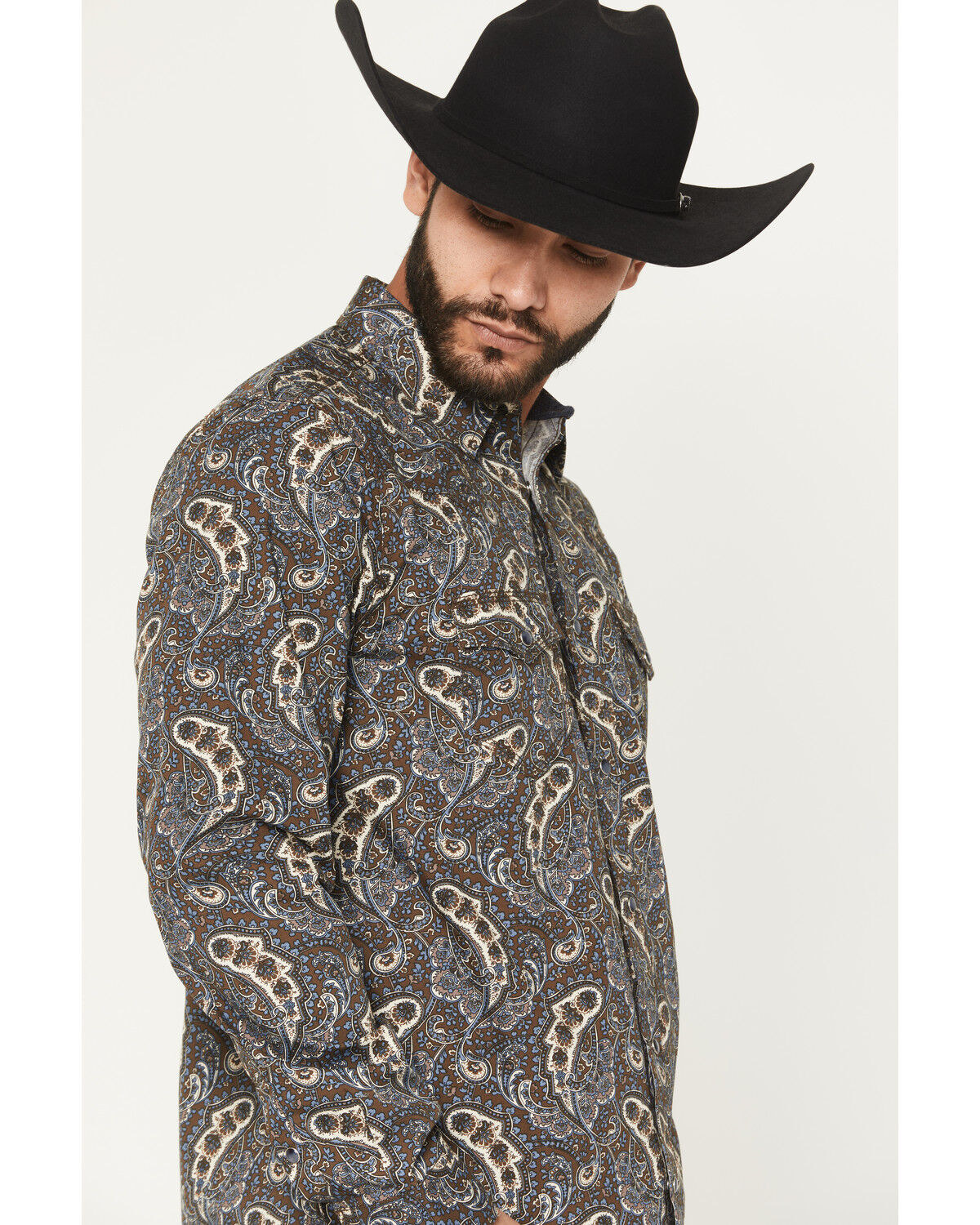 Moonshine Spirit Men's High Strung Paisley Print Long Sleeve Snap Western Shirt