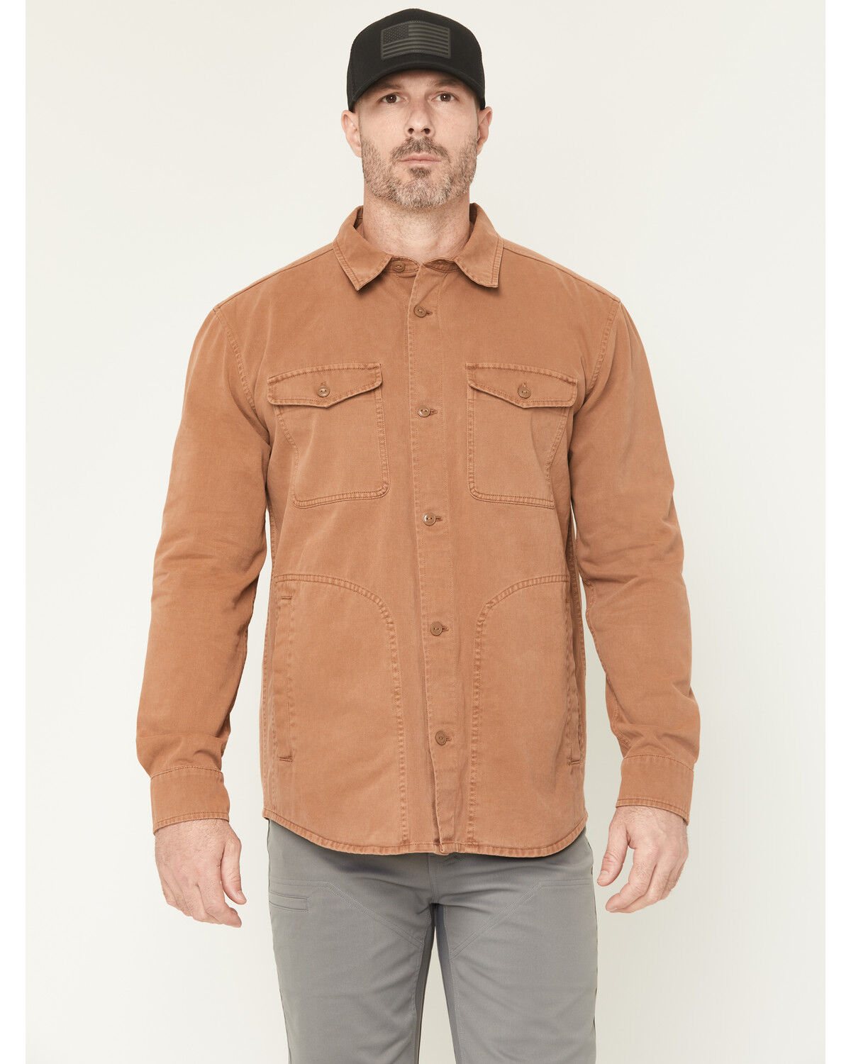 Hawx Men's Sal Twill Solid Button-Down Work Shirt Jacket