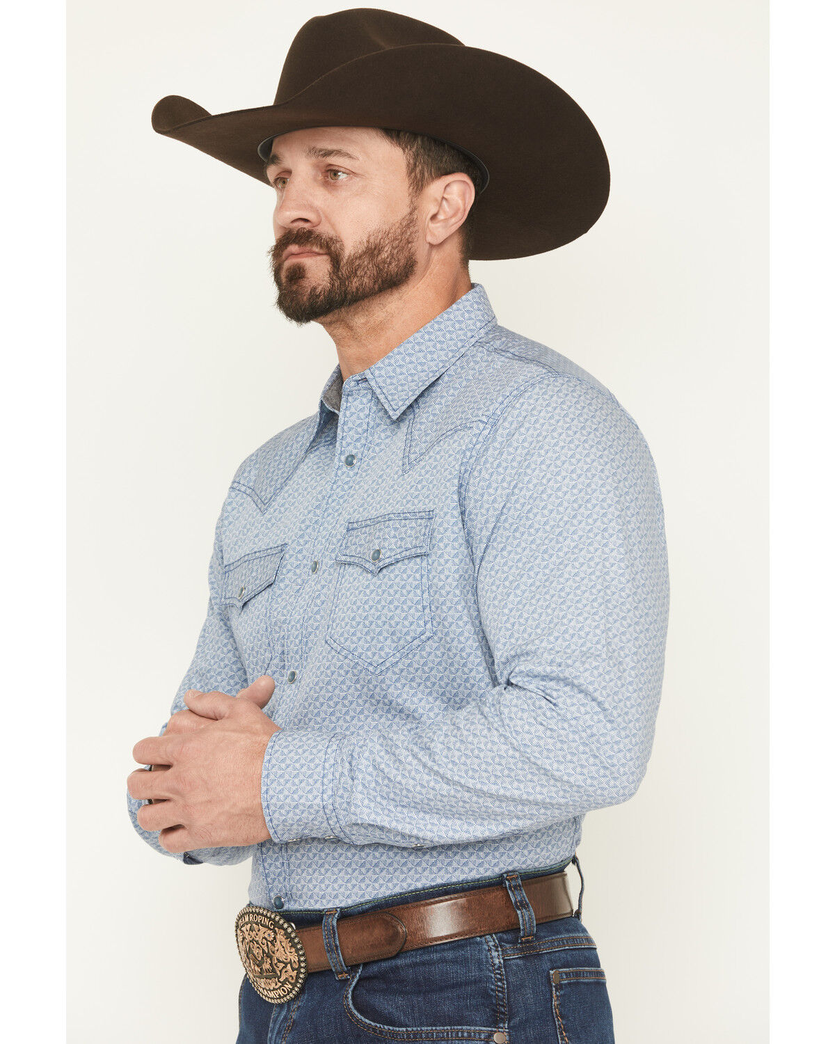 Cody James Men's Coastal Cowboy Micro Geo Print Long Sleeve Snap Western Shirt