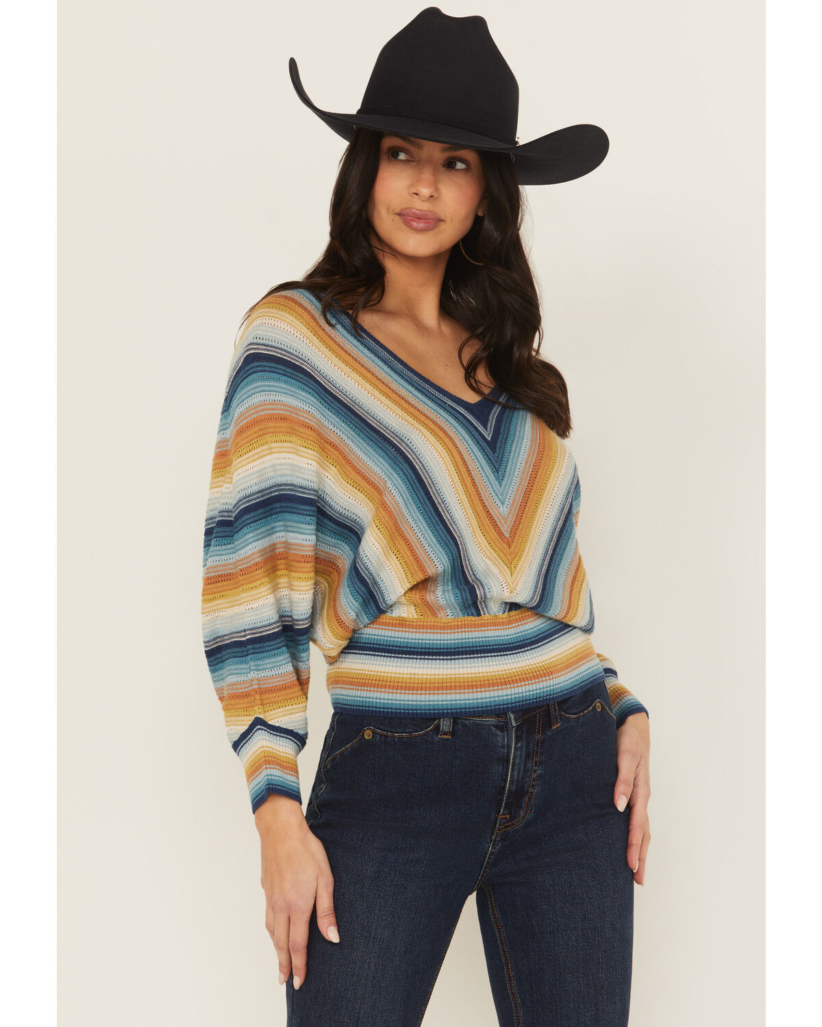 Shyanne Women's Striped Dolman Sleeve Sweater