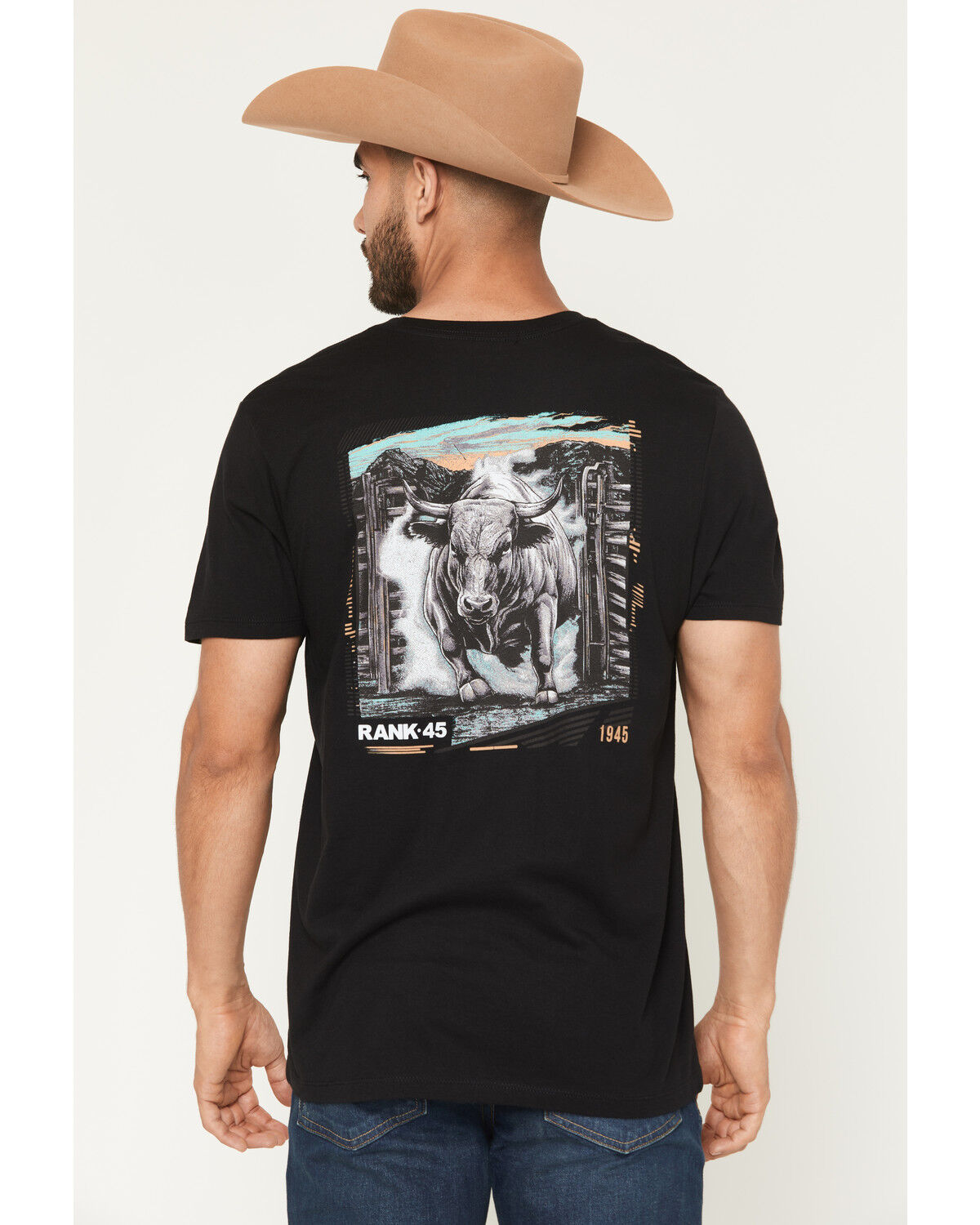 RANK 45&reg; Men's Bull Stampede Short Sleeve Graphic T-Shirt