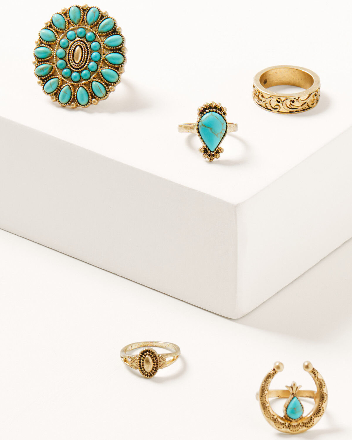 Shyanne Women's Summer Solstice Squash Blossom Ring Set - 5 Piece