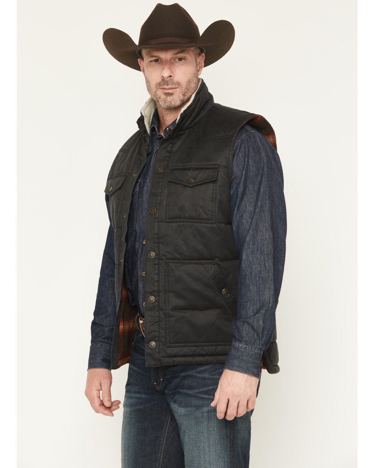 Cody James Men's Oil Slick Snap Lined Vest - Tall