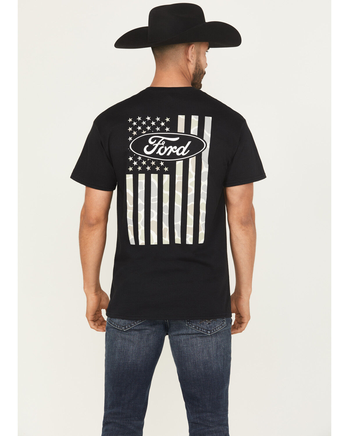 Buckwear Men's Ford Camo Flag Short Sleeve Graphic T-Shirt