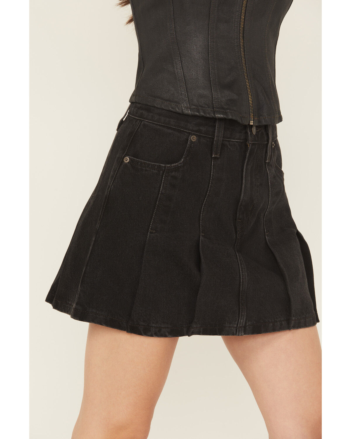 Levi's Women's Open Mind Pleated Denim Mini Skirt