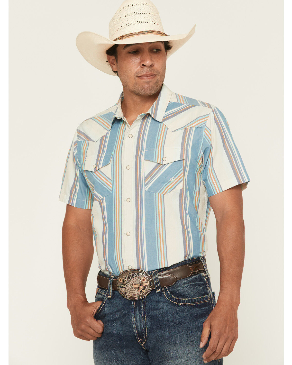 Ariat Men's Hilton Retro Fit Striped Short Sleeve Snap Western Shirt