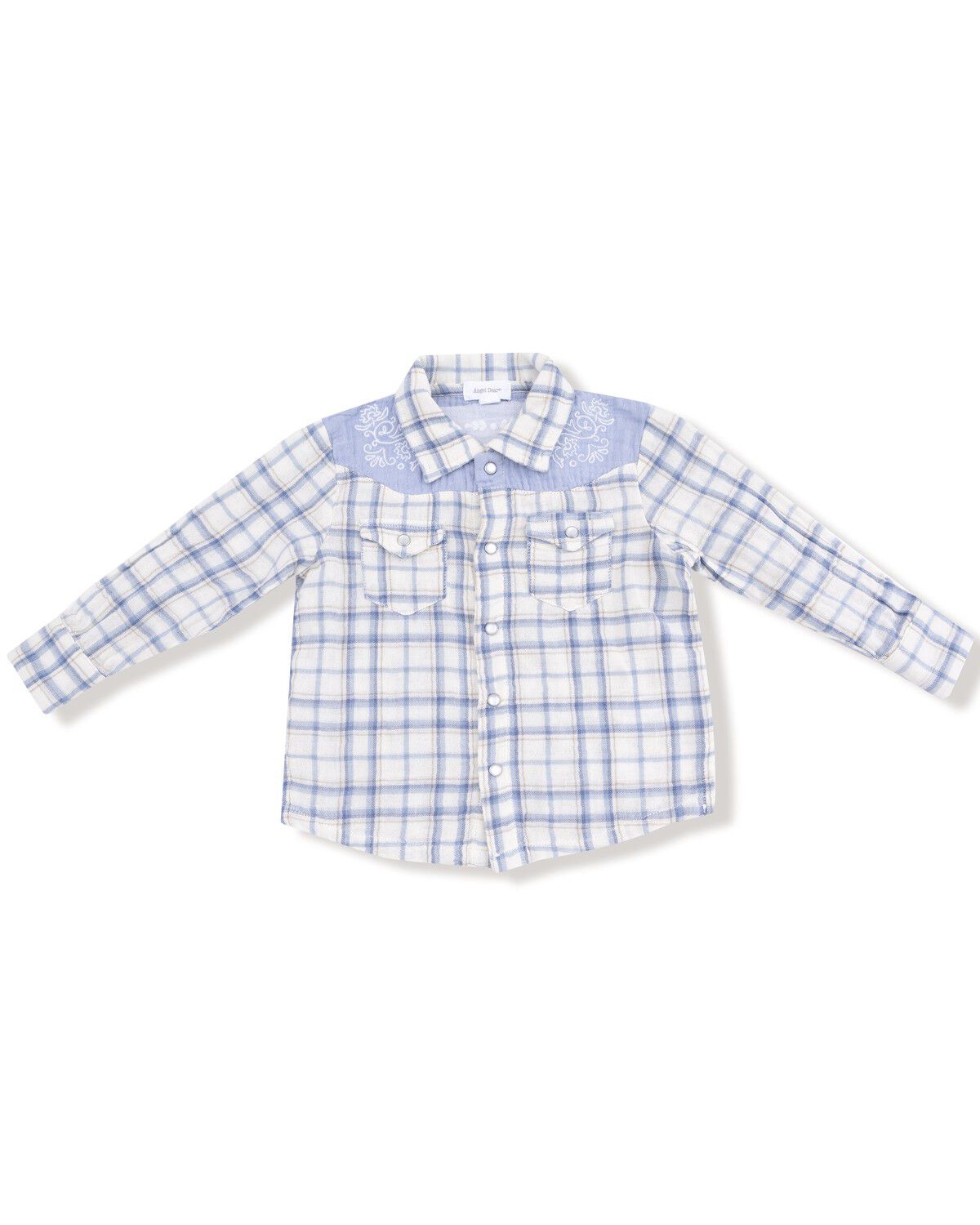 Angel Dear Infant Boys' Plaid Print Long Sleeve Pearl Snap Western Shirt