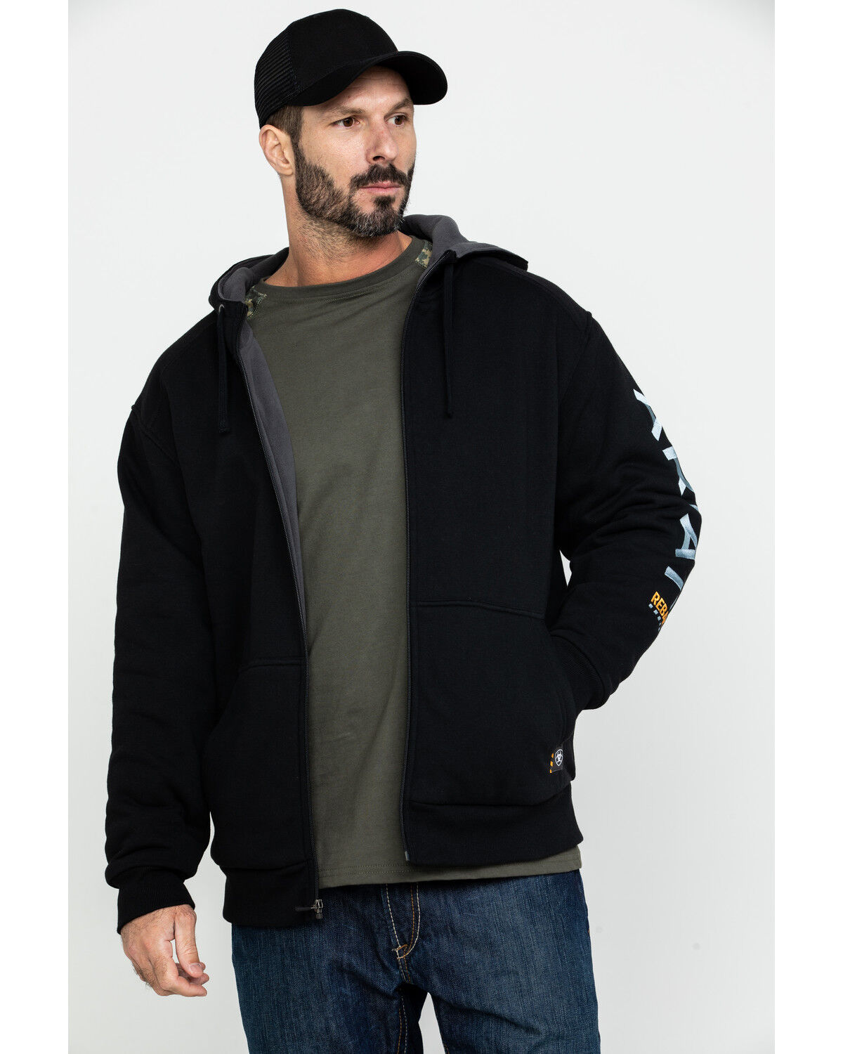 Ariat Men's Rebar All-Weather Full Zip Work Hooded Sweatshirt - Big & Tall