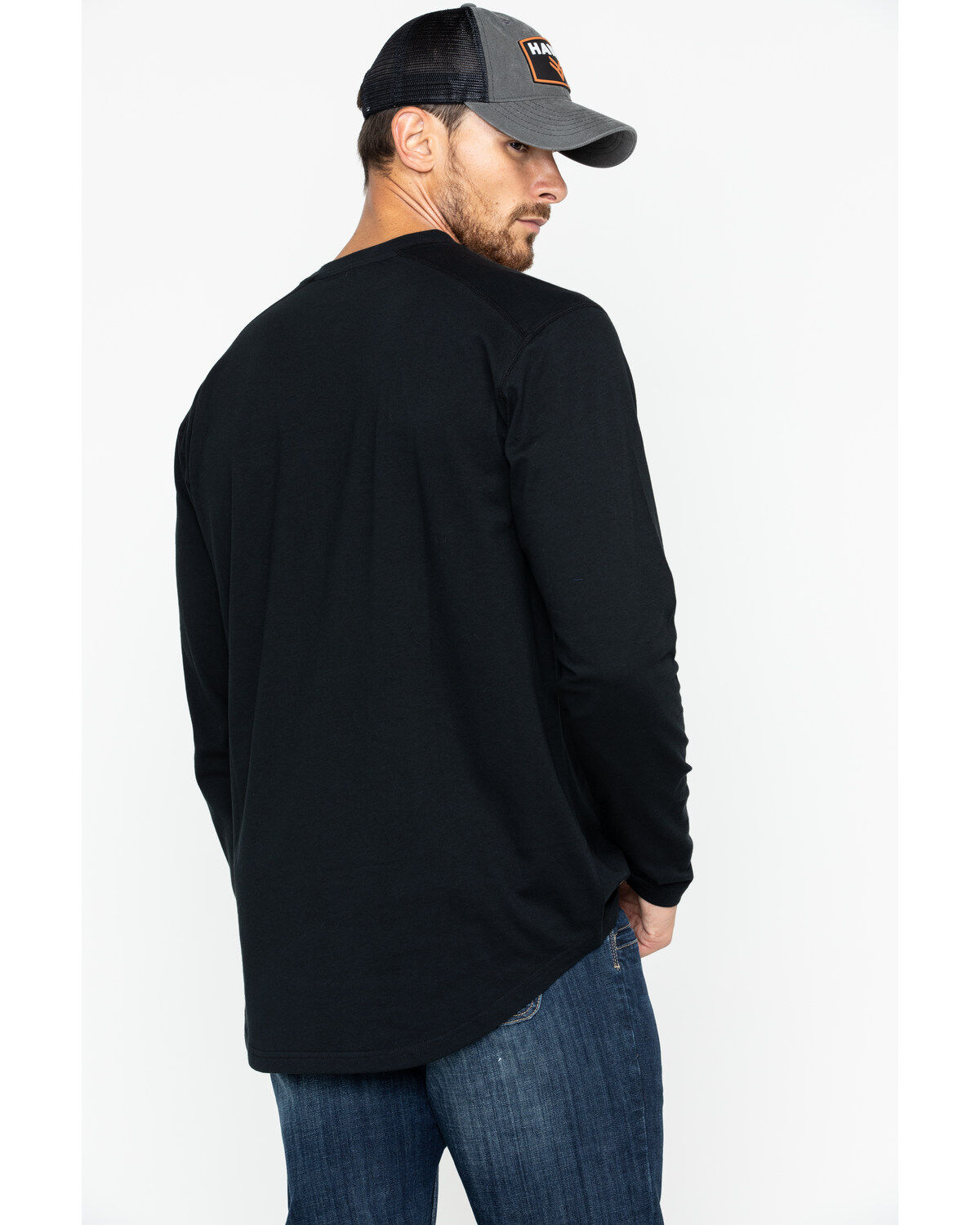 Hawx Men's Black Logo Crew Long Sleeve Work T-Shirt - Big