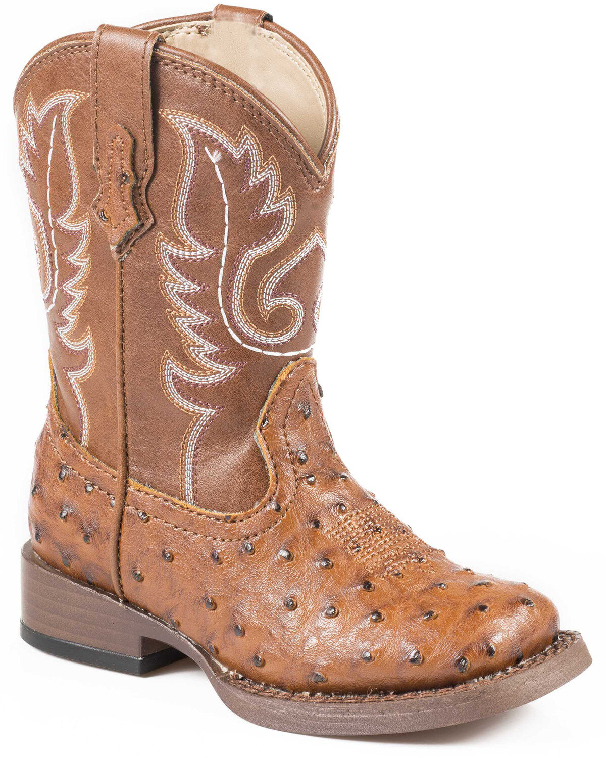 Roper Toddler Boys' Ostrich Print Western Boots - Square Toe