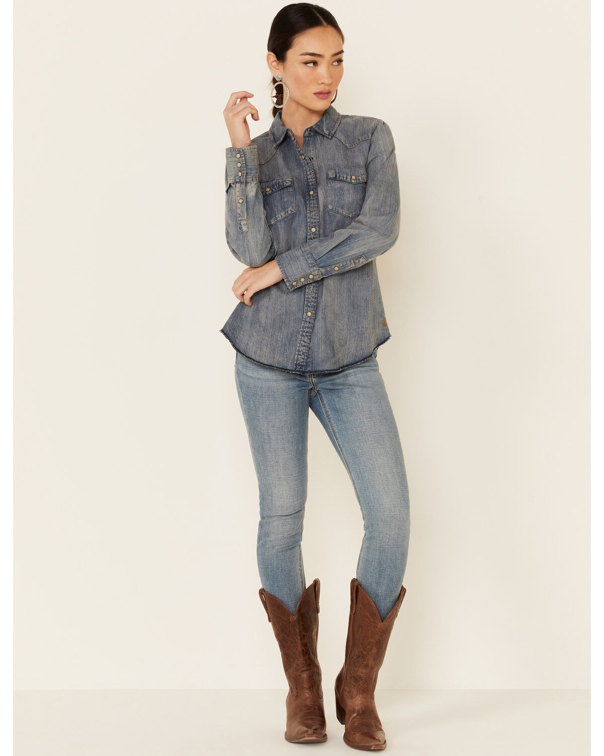 STS Ranchwear Women's Claira Denim Long Sleeve Pearl Snap Western Shirt