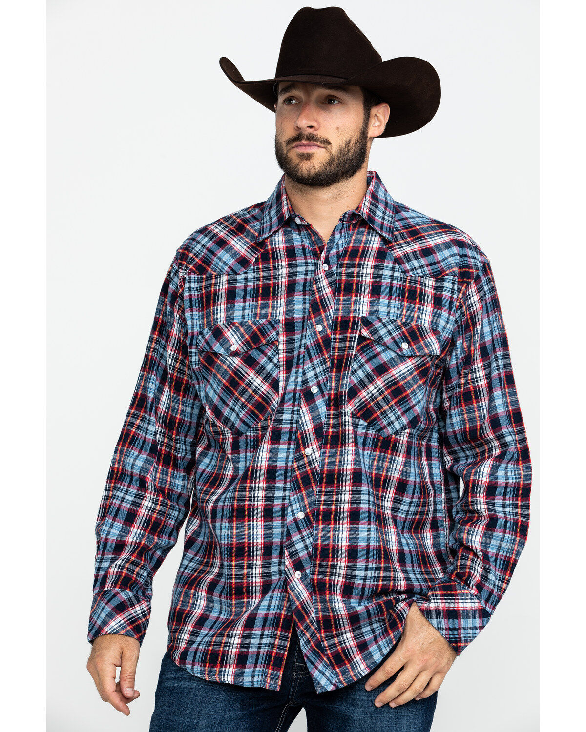 Resistol Men's Crook Small Plaid Long Sleeve Western Shirt