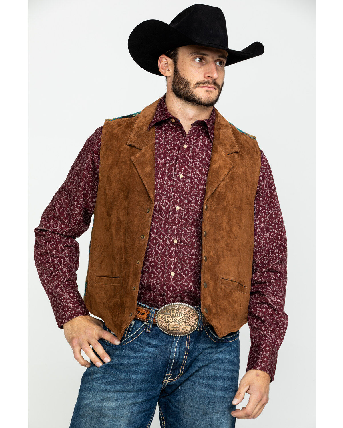 Scully Leatherwear Men's Southwestern Knit Back Suede Vest 1 54227-scully-leatherwear-men-s-southwestern-knit-back-suede-vest-1.jpg