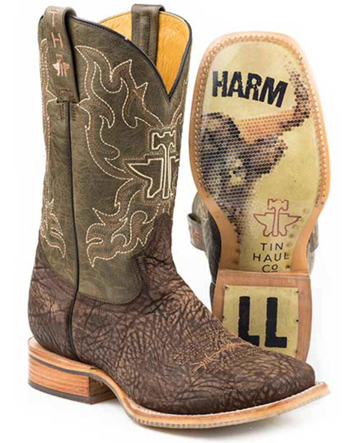 Tin Haul Take No Bull Western Boots - Broad Square Toe