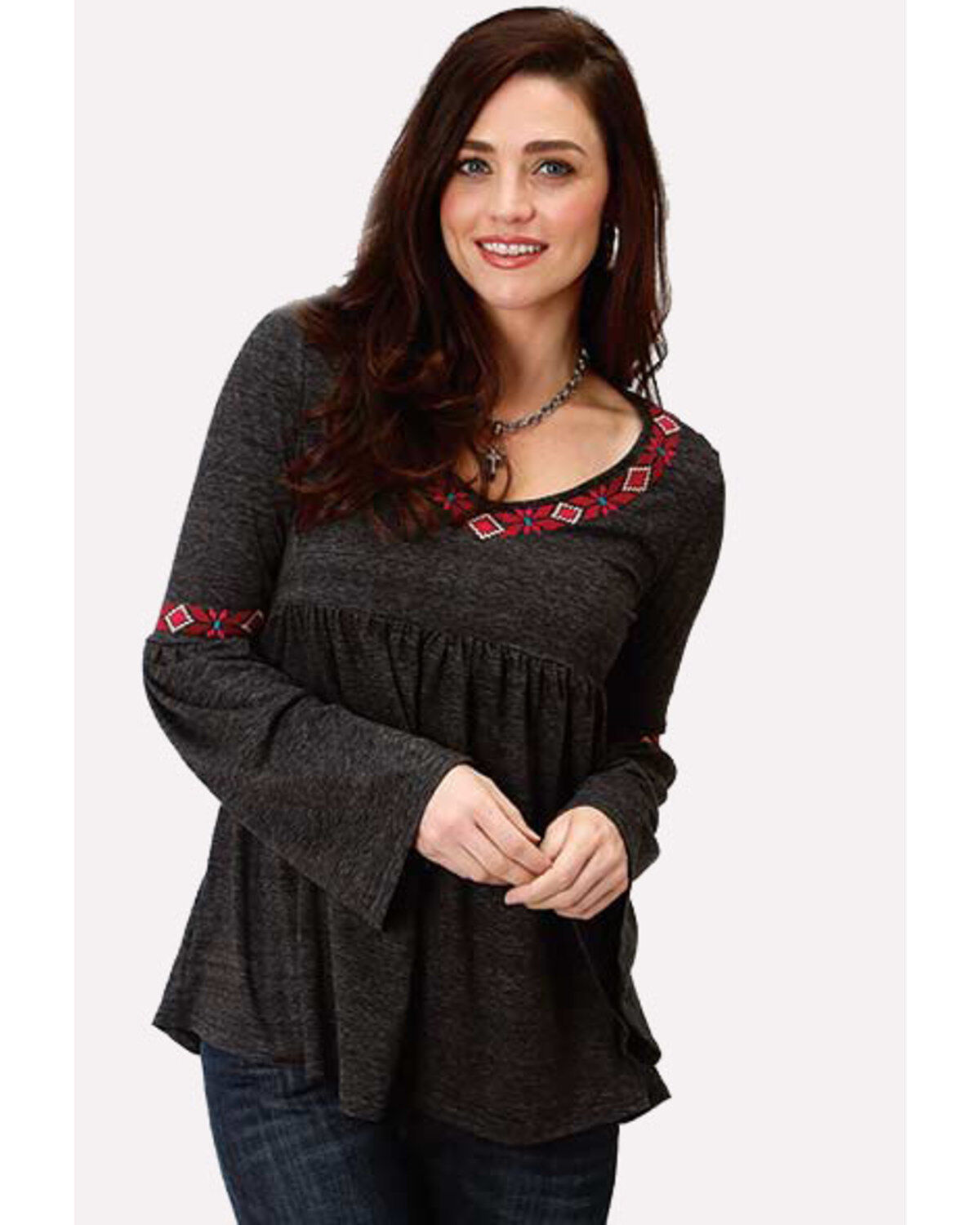 Studio West Women's Bell Sleeve Embroidered Top 1 54772-studio-west-women-s-bell-sleeve-embroidered-top-1.jpg