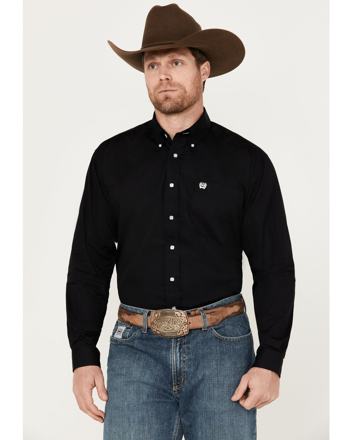 Cinch Men's Solid Black Button Down Western Shirt - Big & Tall