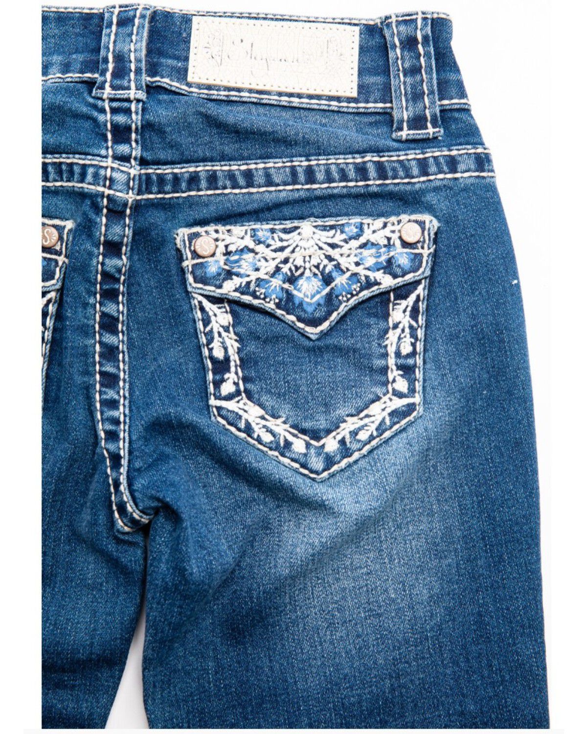 Shyanne Girls' Medium Wash Swirl Floral Embroidered Bootcut Jeans