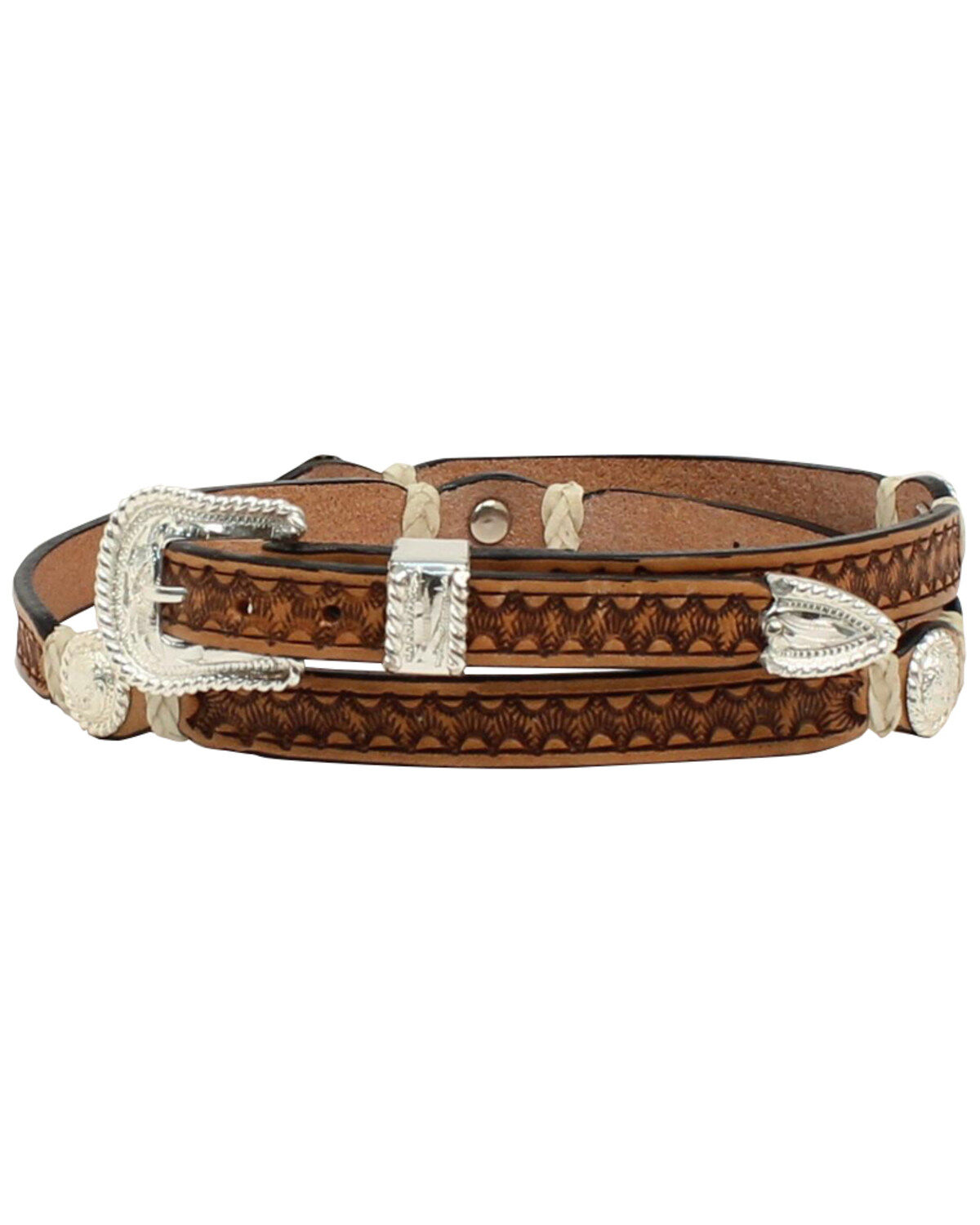 M & F Western Men's Stamp Rawhide Concho Hatband 1 70065-m-amp-f-western-men-s-stamp-rawhide-concho-hatband-1.jpg