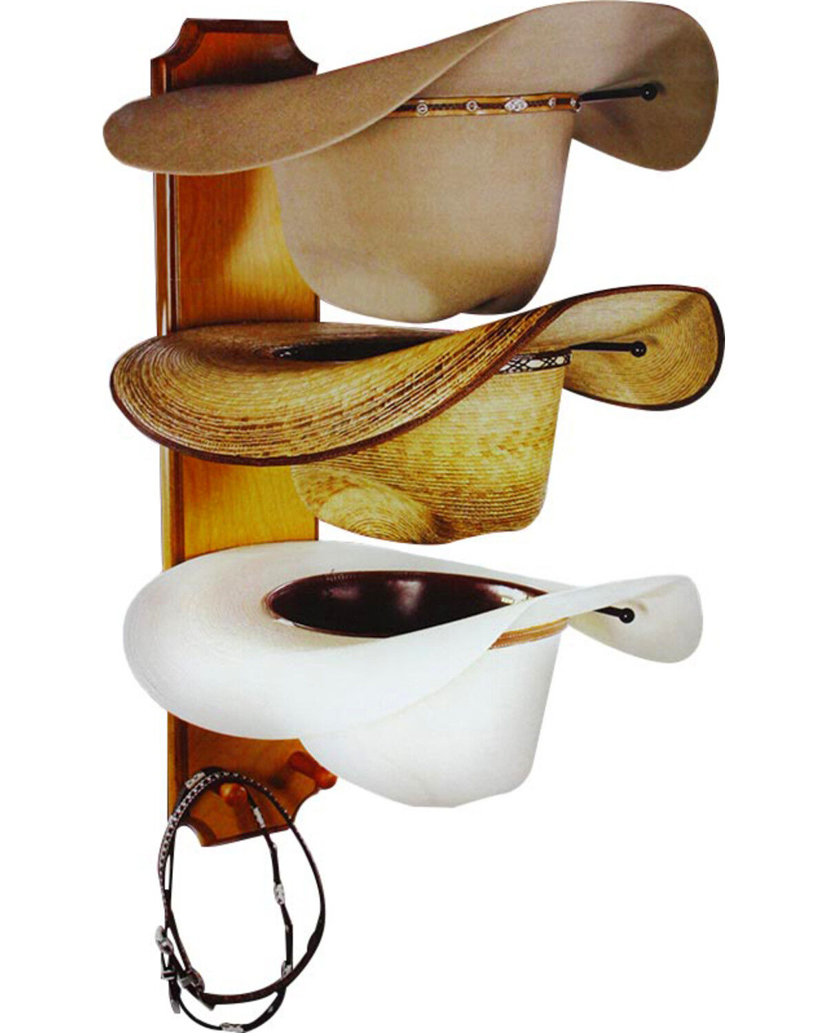 BB Ranch&reg; Rolled Oak 3 Tiered Cowboy Hat Rack