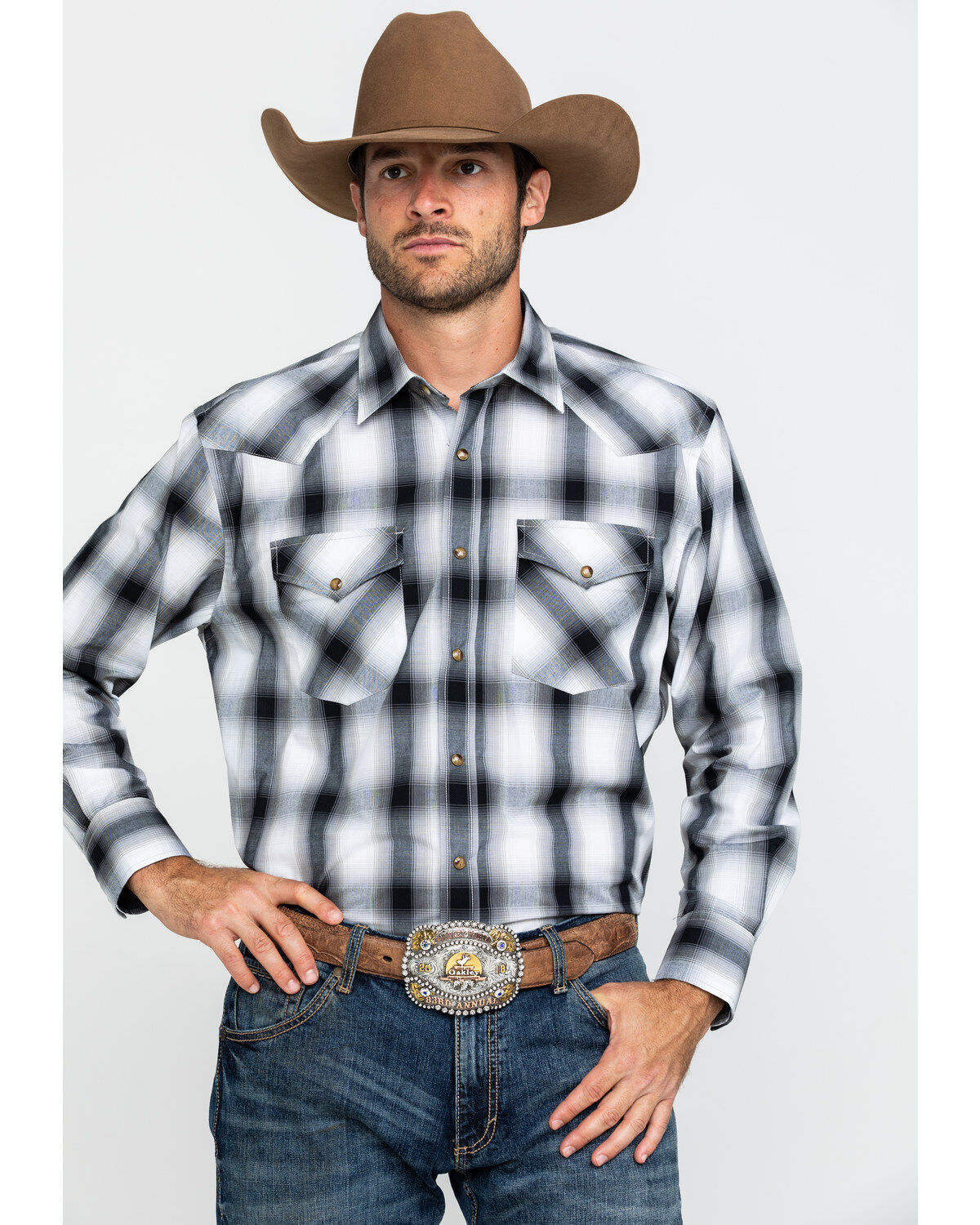 Pendleton Men's White Frontier Large Plaid Long Sleeve Snap Western Shirt 1 70312-pendleton-men-s-white-frontier-large-plaid-long-sleeve-snap-western-shirt-1.jpg