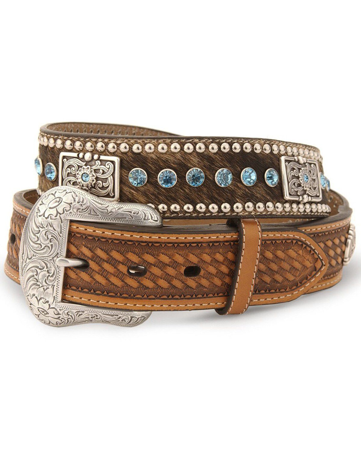 Nocona Belt Co. Men's Hair-on Hide Concho Belt