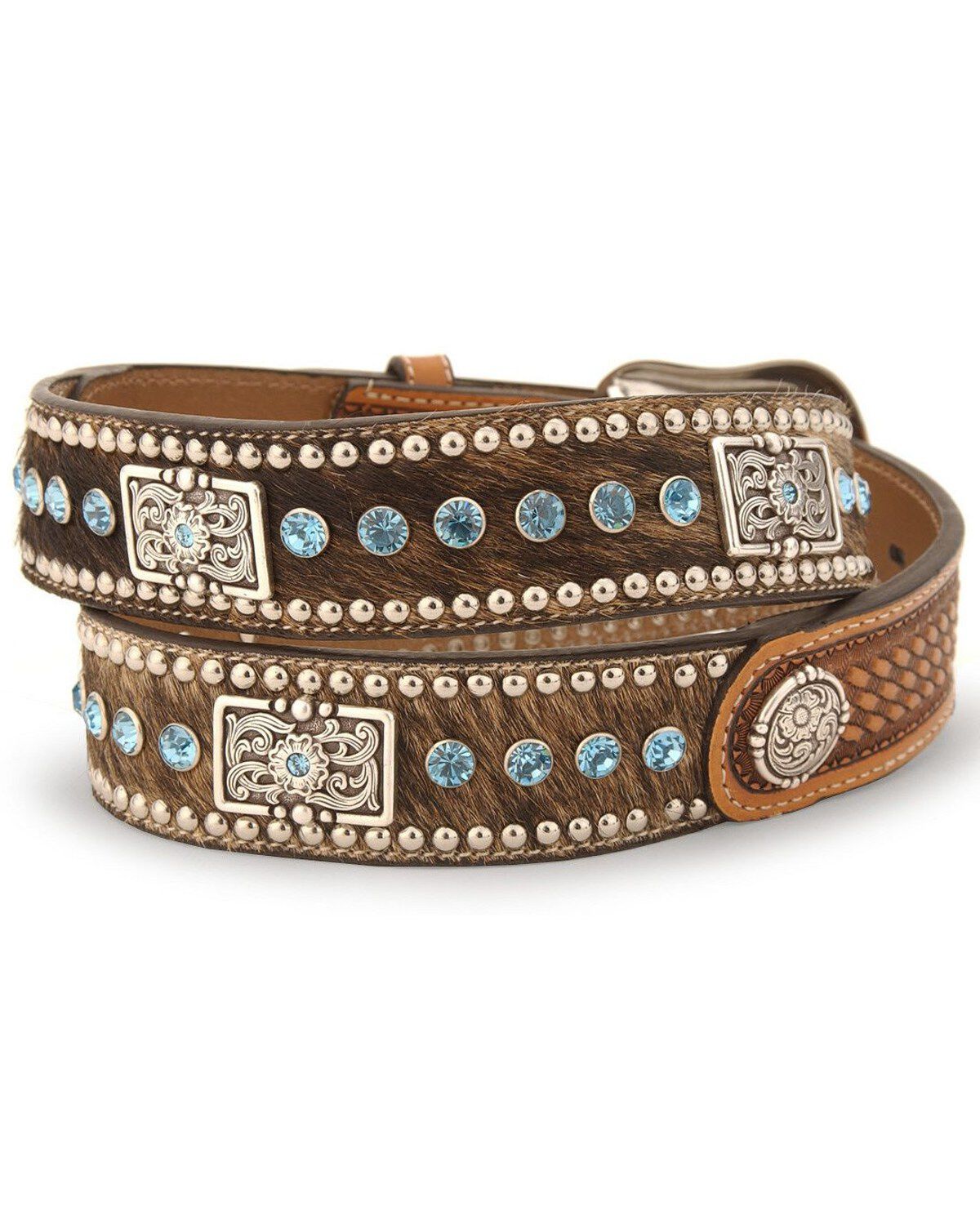 Nocona Belt Co. Men's Hair-on Hide Concho Belt