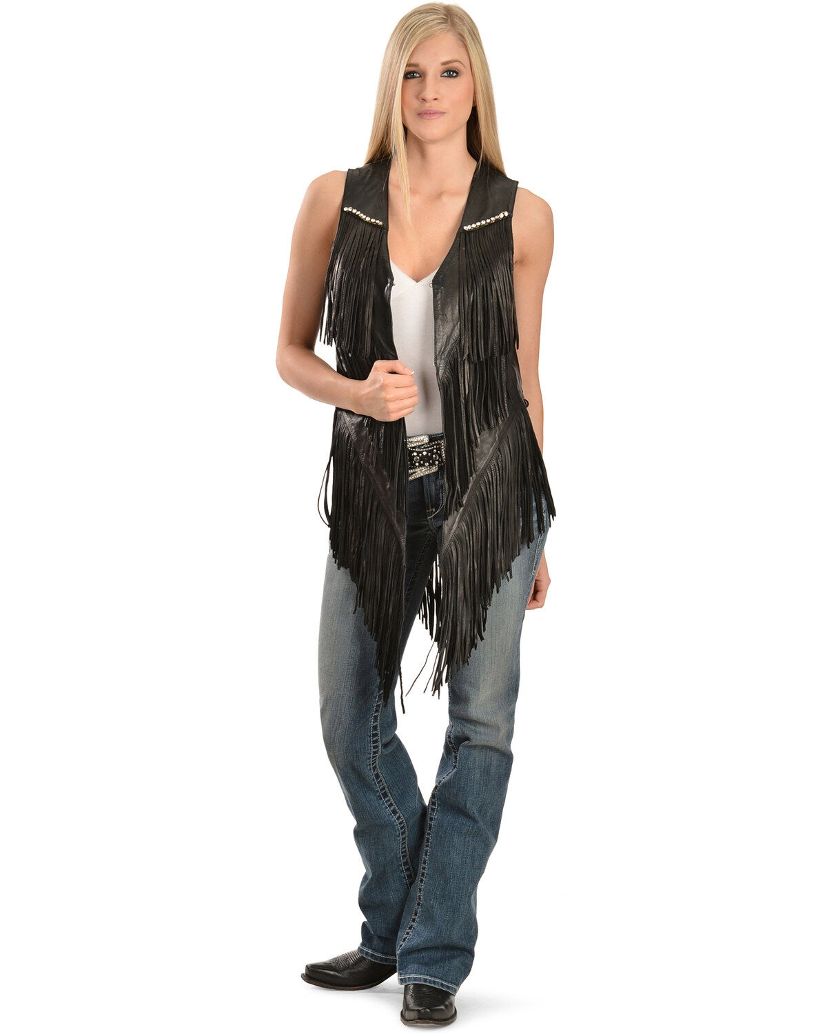Kobler Leather Women's Yucaipa Fringe & Rhinestone Leather Vest