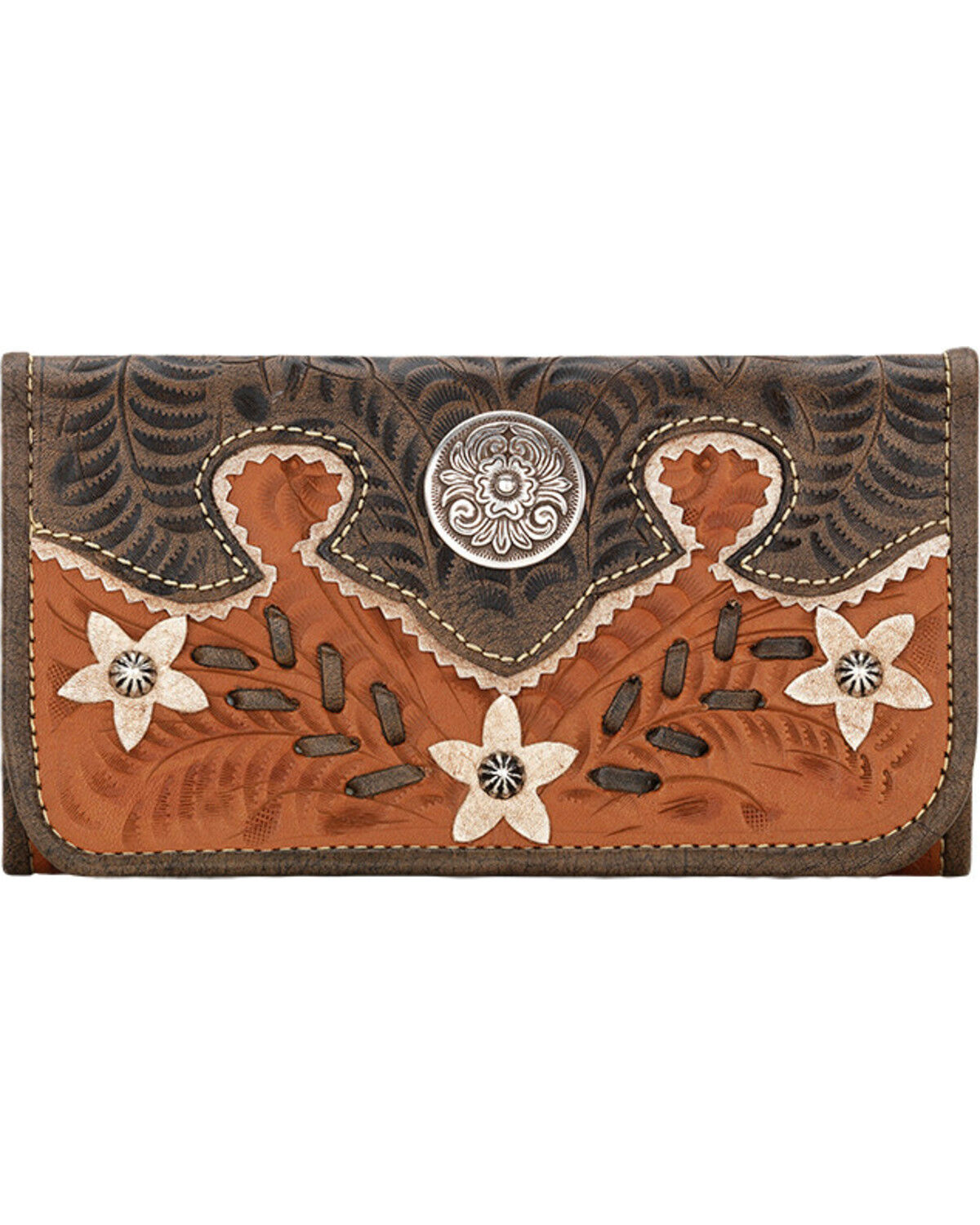 American West Golden Tan Desert Wildflower Ladies Wallet