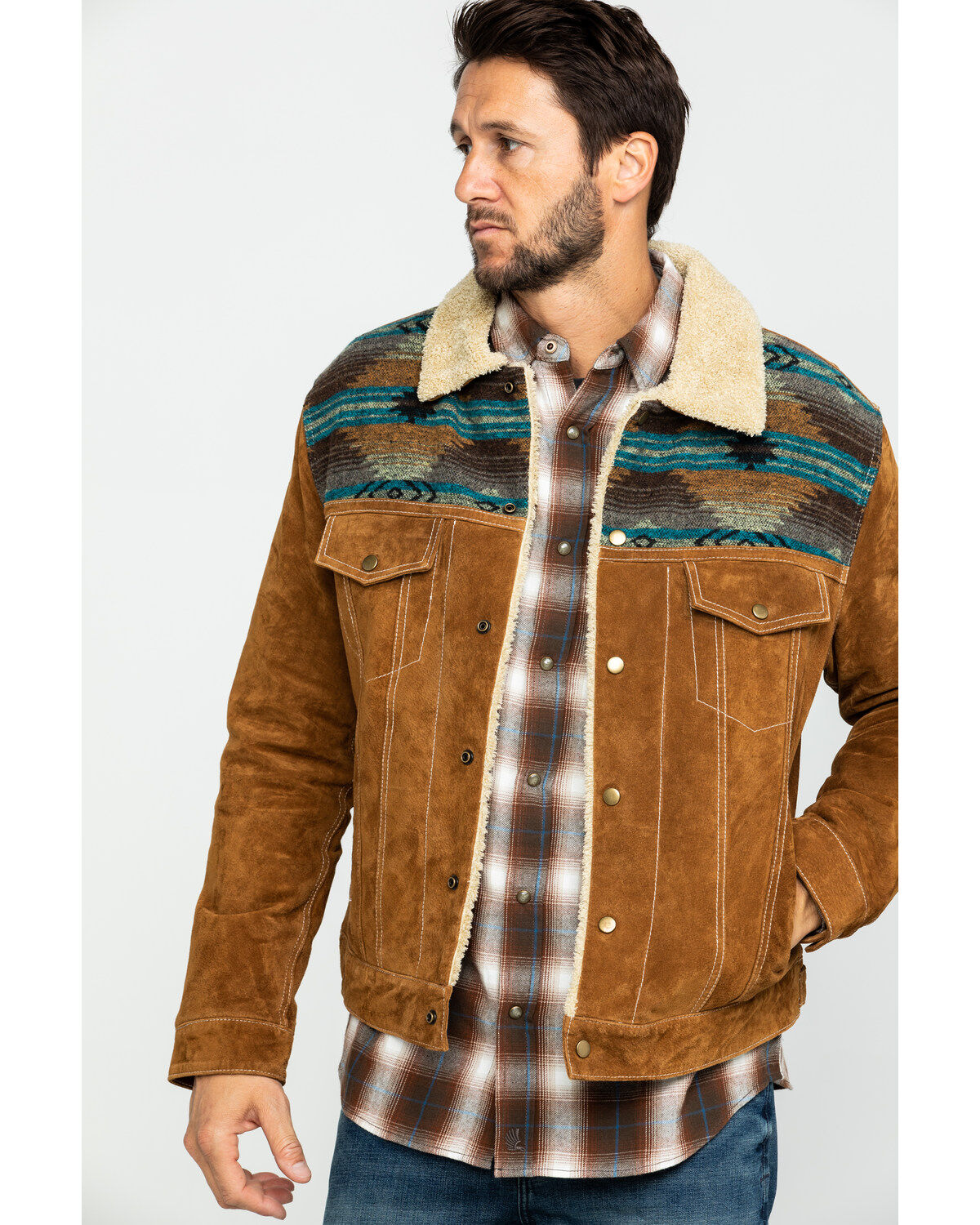 Scully Men's Cafe Brown Boar Suede Jean Jacket - Big