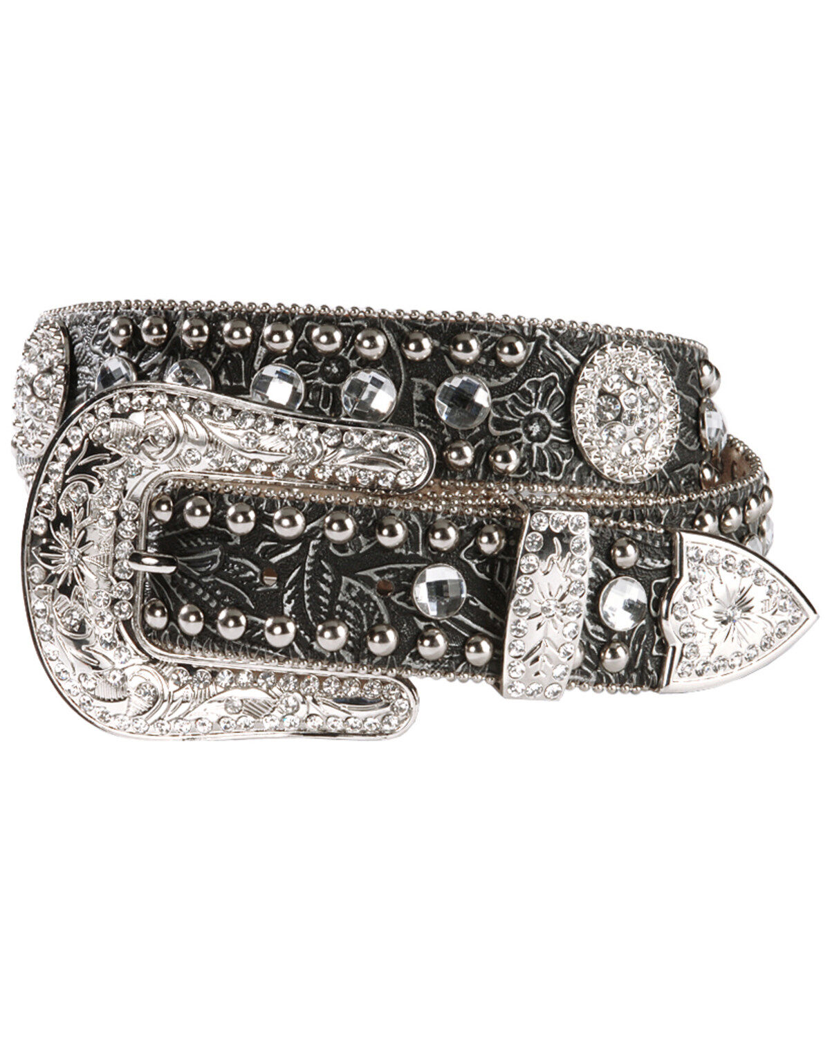 Blazin Roxx Black Tooled Concho Belt