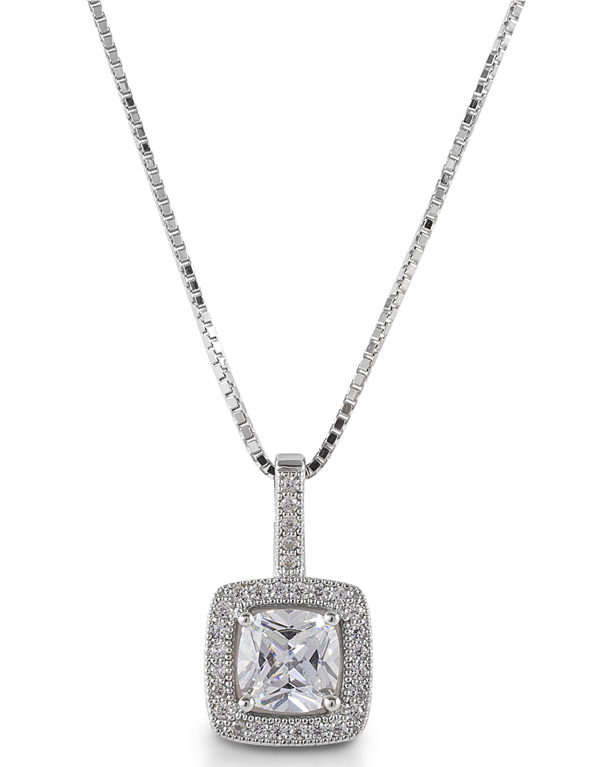 Kelly Herd Women' Square Bezel Set Pave Pendant Necklace