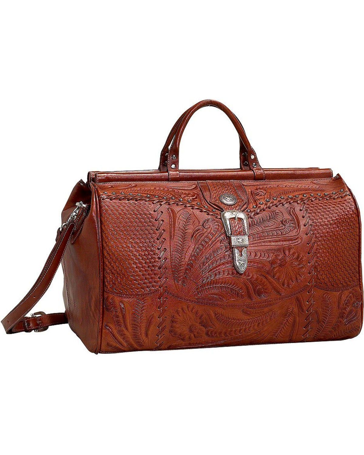 American West Antique Tan Leather Duffel Bag
