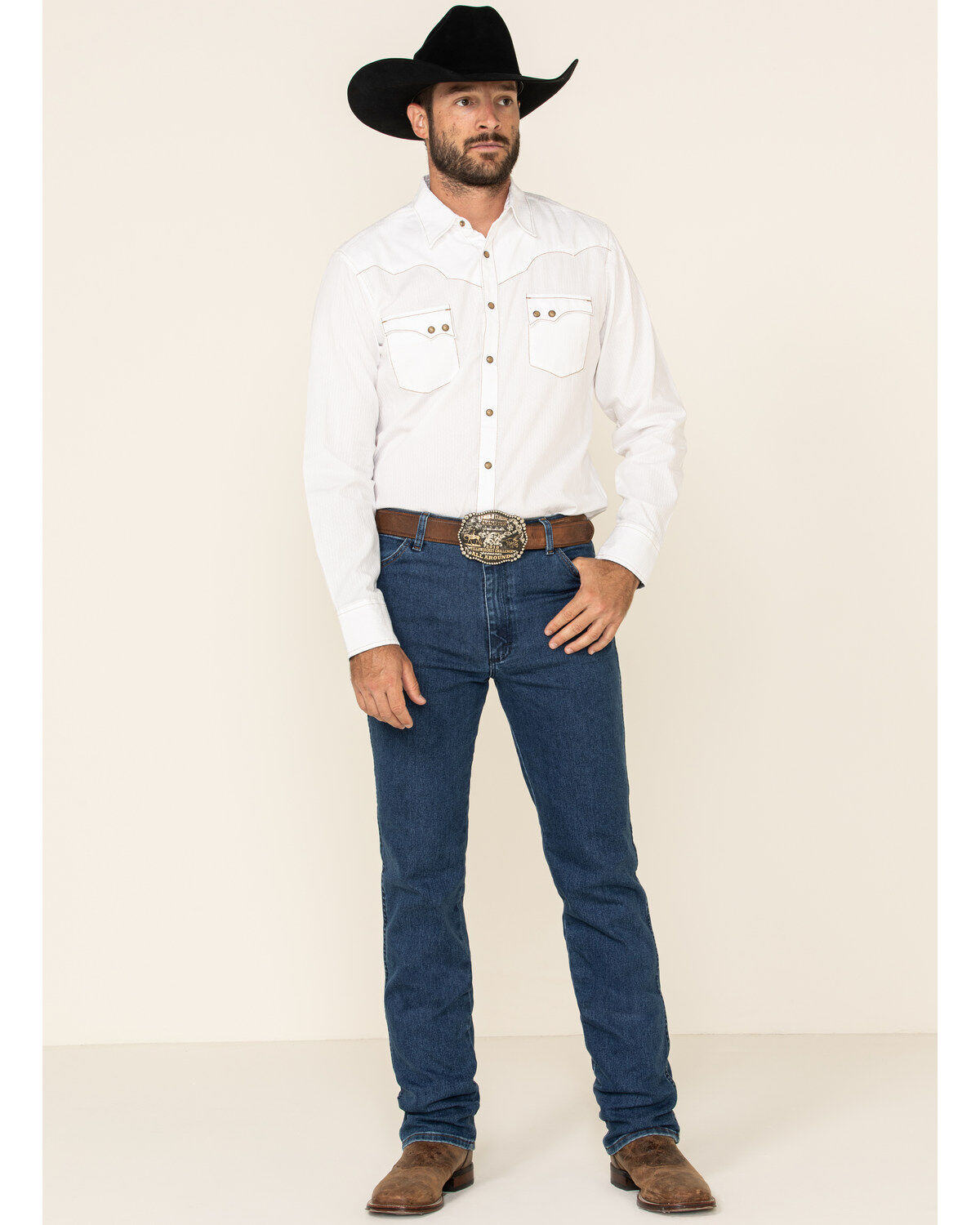 Wrangler Men's Active Flex Stonewash Slim Cowboy Cut Jeans