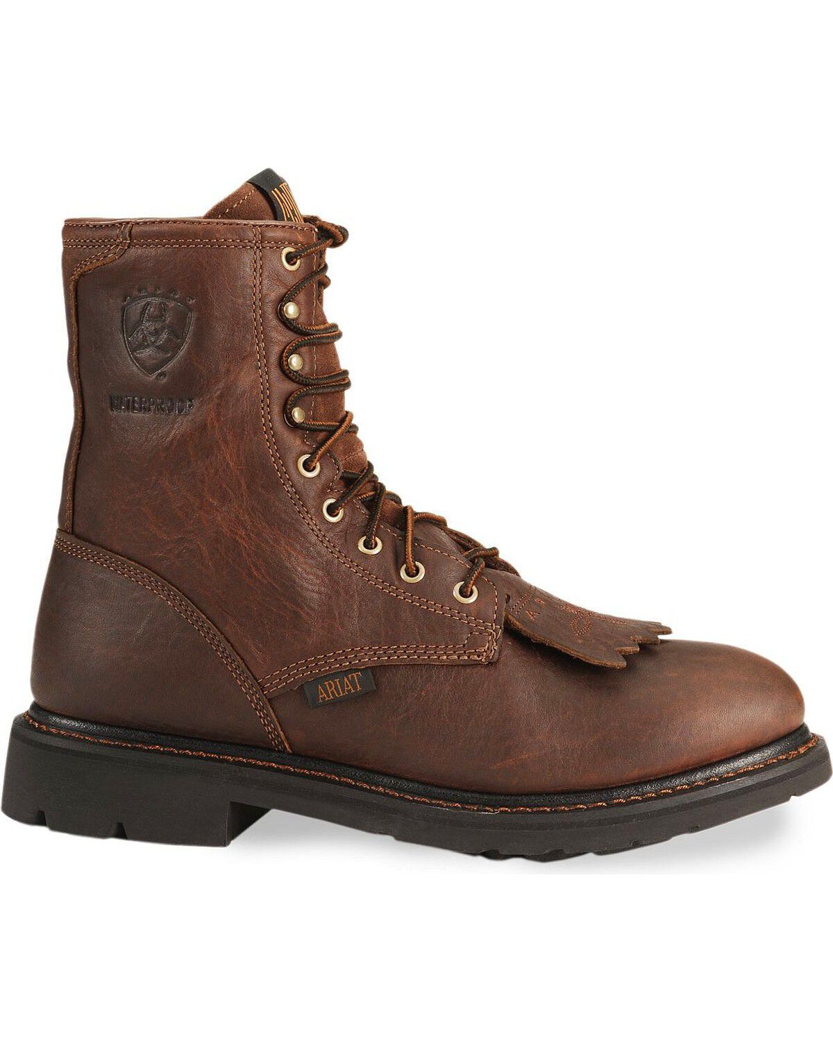 Ariat Waterproof Cascade H20 8 Lace-Up Work Boots - Round Soft Toe