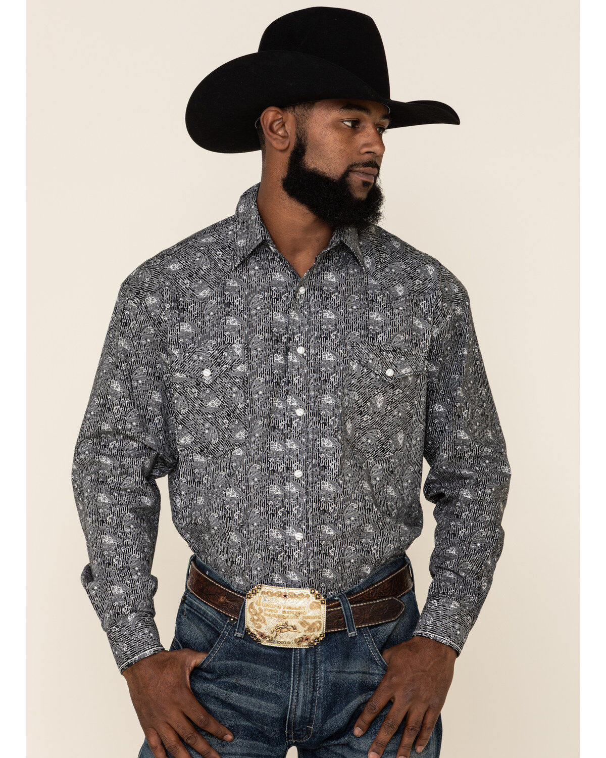 Rough Stock By Panhandle Men's Atalaya Stretch Paisley Print Long Sleeve Western Shirt
