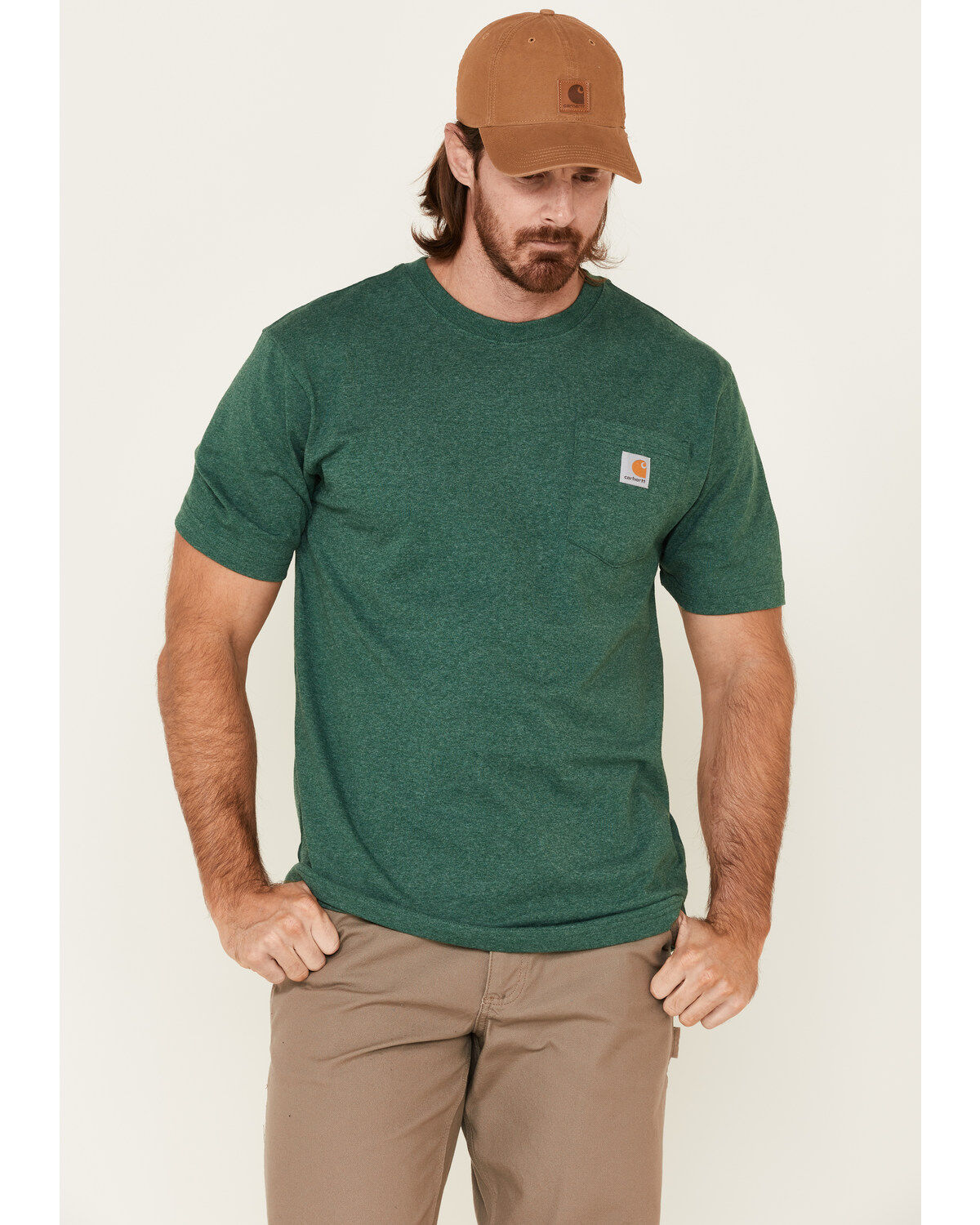 Carhartt Men's Loose Fit Heavyweight Logo Pocket Work T-Shirt